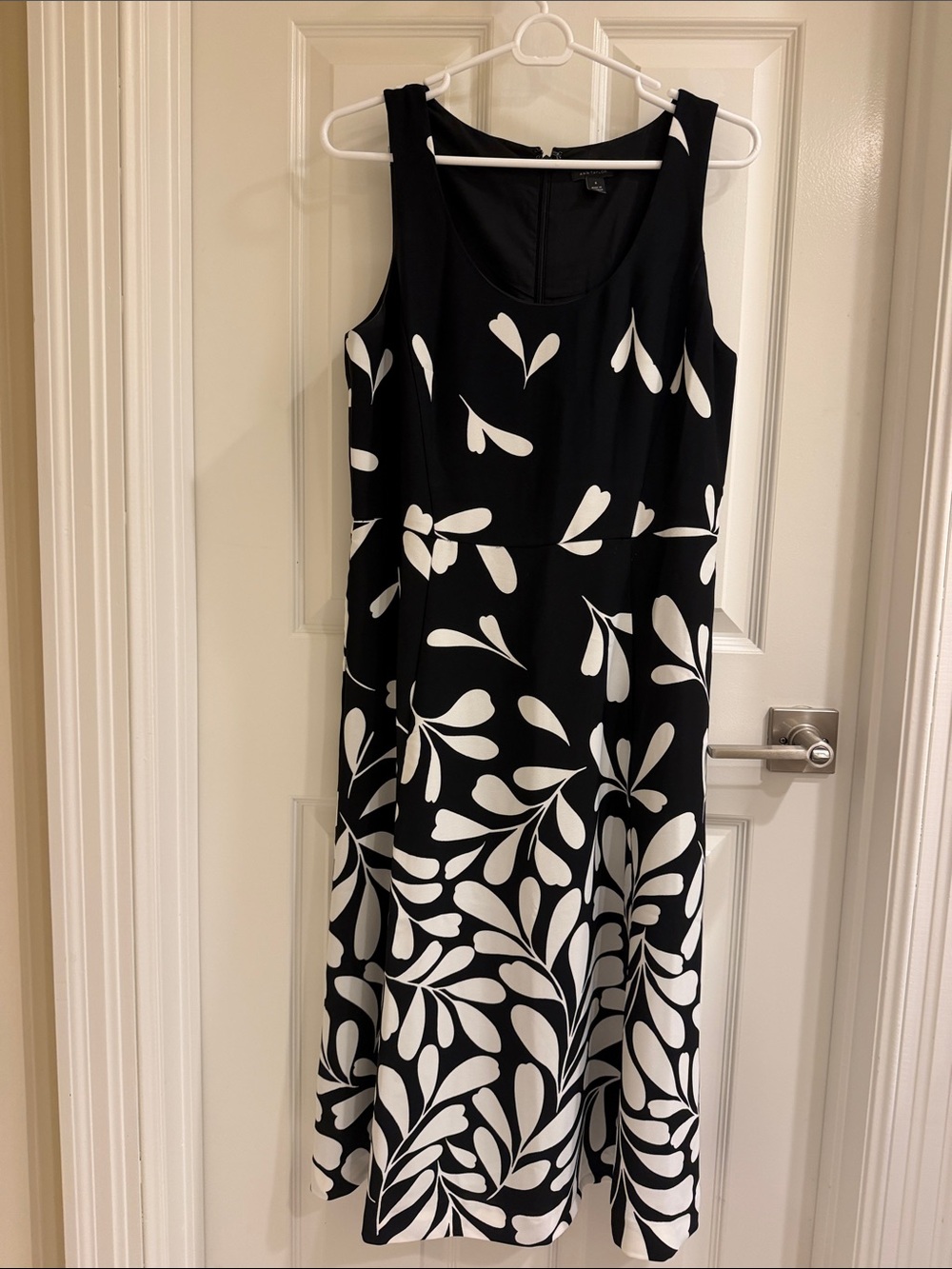 Ann Taylor Black Dress with White Botanical Print
